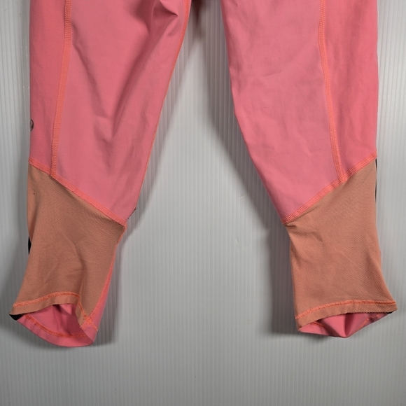 Lululemon Run: Pace Cropped Pop Orange/ Bleached Coral/ Black Leggings Size 4 - Picture 9 of 16